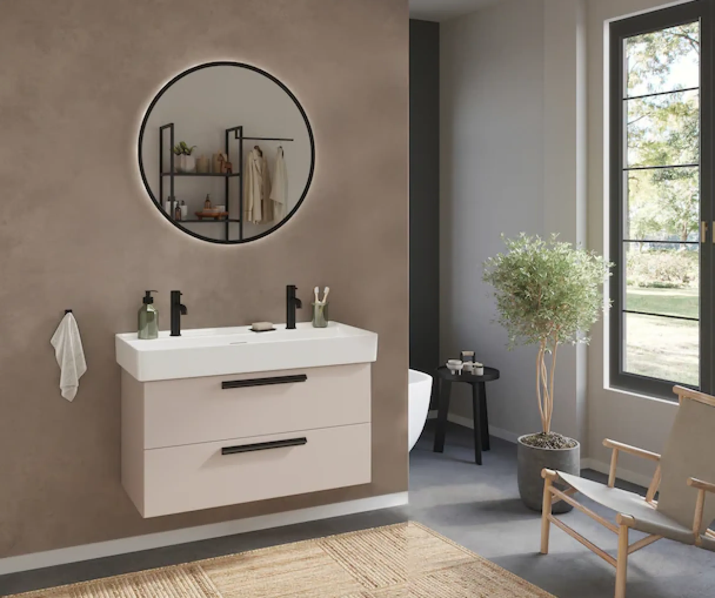 welltime Badmöbel-Set »SALVADA, 2tlg-Set, gedämpfte Scharniere, Softclose, Keramikbecken« Maße (B/T/H): 100/47,5/200 cm,