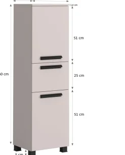 welltime Badmöbel-Set »SALVADA, 3tlg-Set, gedämpfte Scharniere, Softclose, Keramikbecken« Maße (B/T/H): 140/47,5/200 cm,