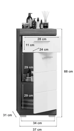 welltime Badmöbel-Set »Siena, 4 teilig, bestehend aus:« Set, TOPSELLER!, 4 Stk. tlg.