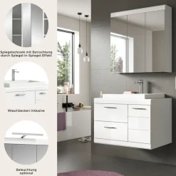 welltime Badmöbel-Set »SIENA, 2-teilig, Waschtisch inkl. Waschbecken & Spiegelschrank«