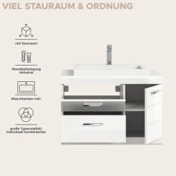 welltime Badmöbel-Set »SIENA, 2-teilig, Waschtisch inkl. Waschbecken & Spiegelschrank«
