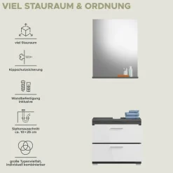 welltime Badmöbel-Set »Siena, 2 teilig, bestehend aus: Waschbeckenunterschrank, Spiegel« Set, TOPSELLER!, 2 Stk. tlg.