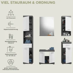 welltime Badmöbel-Set »Siena, 5 teilig, bestehend aus:« Set, TOPSELLER!, 5 Stk. tlg.