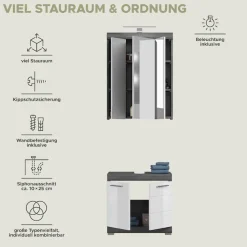 welltime Badmöbel-Set »SIENA, 2 teilig, inklusive LED Beleuchtung, bestehend aus:« Set, TOPSELLER!, 2 Stk. tlg.