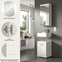 welltime Badmöbel-Set »SIENA, 2-teilig, Waschbeckenunterschrank & Spiegelschrank«