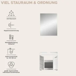 welltime Badmöbel-Set »Siena, 2 teilig, bestehend aus: Waschbeckenunterschrank, Spiegel« Set, TOPSELLER!, 2 Stk. tlg.
