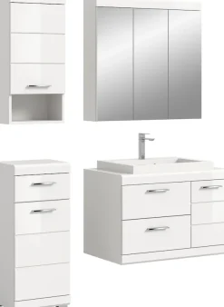 welltime Badmöbel-Set »SIENA, 4-tlg, Waschtisch ink WB, Spiegelschrank, Hänge- & Unterschrank«