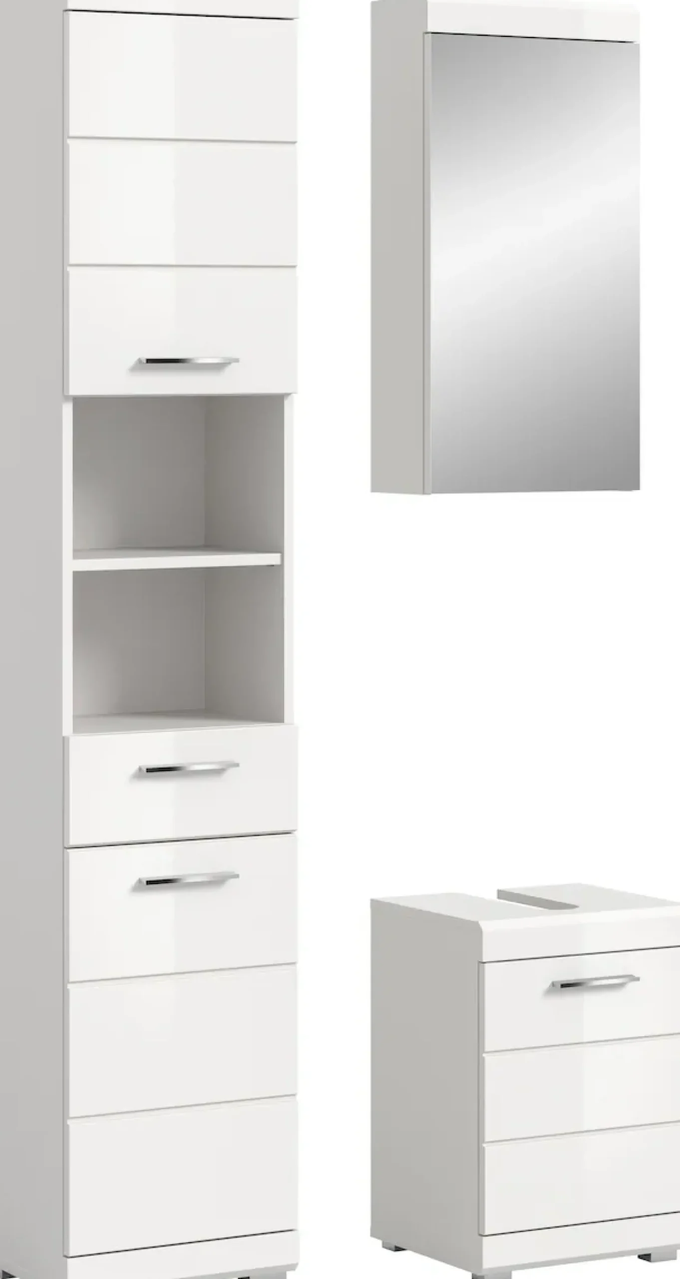 welltime Badmöbel-Set »SIENA, 3-tlg., Waschbeckenunterschrank, Spiegelschrank & Hochschrank«