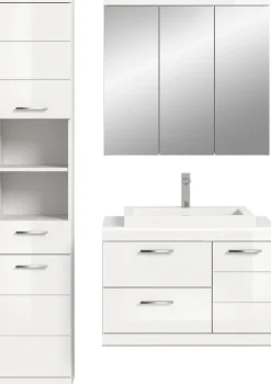 welltime Badmöbel-Set »SIENA, 3-tlg., Waschtisch inkl. WB, Spiegelschrank & Hochschrank«