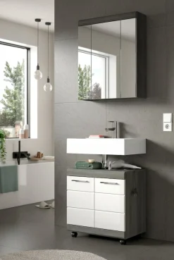 welltime Badmöbel-Set »SIENA, 2 tlg., Waschbeckenunterschrank auf Rollen & Spiegelschrank« TOPSELLER!, 2 Stk. tlg.