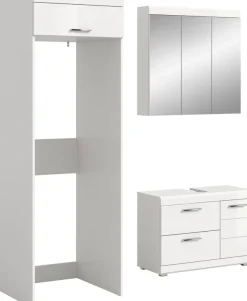 welltime Badmöbel-Set »SIENA, 3-tlg., WBU, Spiegelschrank & Waschmaschinenschrank, MDF-Front«