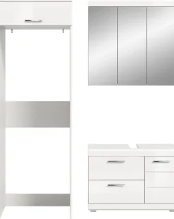 welltime Badmöbel-Set »SIENA, 3-tlg., WBU, Spiegelschrank & Waschmaschinenschrank, MDF-Front«