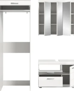 welltime Badmöbel-Set »SIENA, 3-tlg., WBU, Spiegelschrank & Waschmaschinenschrank, MDF-Front«