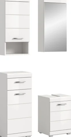 welltime Badmöbel-Set »SIENA, 4-tlg., WBU, Spiegelschrank, Hänge- & Unterschrank, MDF-Front«