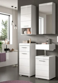 welltime Badmöbel-Set »SIENA, 4-tlg., WBU, Spiegelschrank, Hänge- & Unterschrank, MDF-Front«