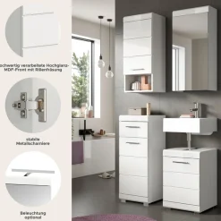 welltime Badmöbel-Set »SIENA, 4-tlg., WBU, Spiegelschrank, Hänge- & Unterschrank, MDF-Front«