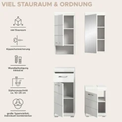 welltime Badmöbel-Set »SIENA, 4-tlg., WBU, Spiegelschrank, Hänge- & Unterschrank, MDF-Front«