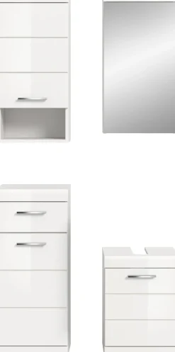 welltime Badmöbel-Set »SIENA, 4-tlg., WBU, Spiegelschrank, Hänge- & Unterschrank, MDF-Front«
