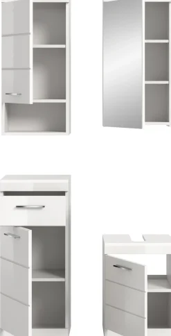 welltime Badmöbel-Set »SIENA, 4-tlg., WBU, Spiegelschrank, Hänge- & Unterschrank, MDF-Front«