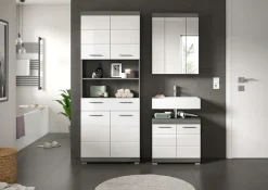 welltime Badmöbel-Set »SIENA, TOPSELLER!, Breite 149cm, 3-teiliges Set« Set, bestehend aus: Hochschrank, Waschbeckenunterschrank & Spiegelschrank, 3 Stk. tlg.