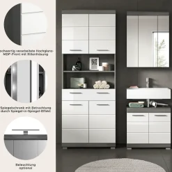 welltime Badmöbel-Set »SIENA, TOPSELLER!, Breite 149cm, 3-teiliges Set« Set, bestehend aus: Hochschrank, Waschbeckenunterschrank & Spiegelschrank, 3 Stk. tlg.