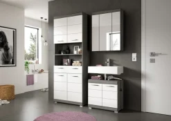 welltime Badmöbel-Set »SIENA, TOPSELLER!, Breite 149cm, 3-teiliges Set« Set, bestehend aus: Hochschrank, Waschbeckenunterschrank & Spiegelschrank, 3 Stk. tlg.