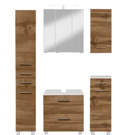 welltime Badmöbel-Set »"Trento", Badezimmer-Set, Hängeschrank, Unterschrank, Hochschrank« 5 Stk. tlg.