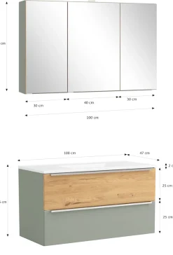 welltime Badmöbel-Set »TRIENT, Set: Spiegelschrank und Waschtisch« 2 Stk. tlg.
