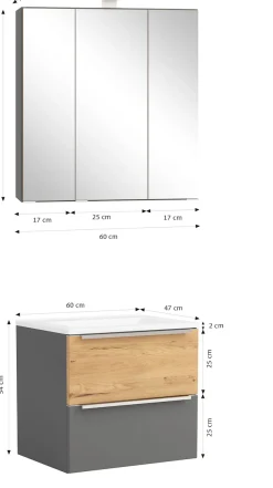 welltime Badmöbel-Set »TRIENT, Set: Spiegelschrank und Waschtisch« 2 Stk. tlg.