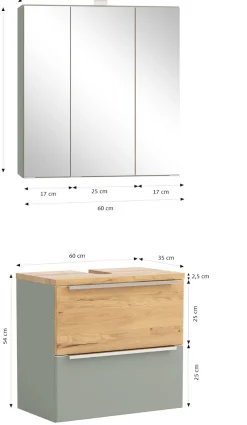 welltime Badmöbel-Set »TRIENT, Set: Spiegelschrank und Unterbeckenschrank« 2 Stk. tlg.