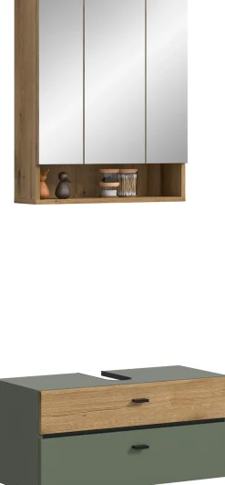 welltime Badmöbel-Set »VANN, 2-teilige moderne Badkombination« 1x Waschbeckenunterschrank, 1x Spiegelschrank, 2 Stk. tlg.