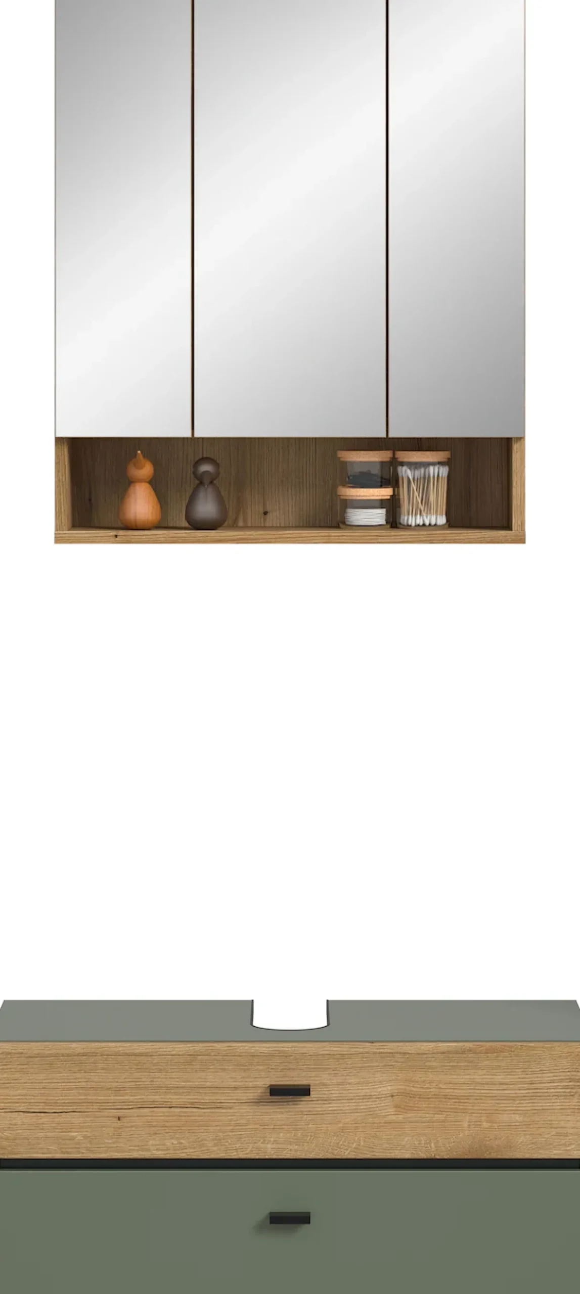 welltime Badmöbel-Set »VANN, 2-teilige moderne Badkombination« 1x Waschbeckenunterschrank, 1x Spiegelschrank, 2 Stk. tlg.
