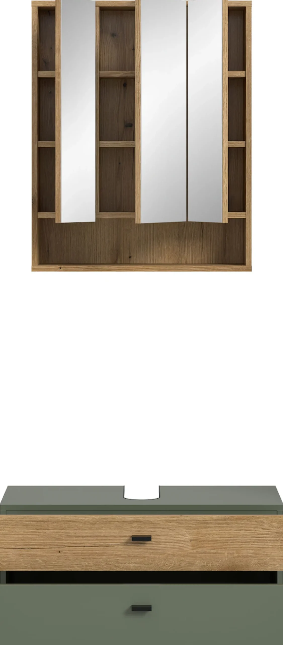 welltime Badmöbel-Set »VANN, 2-teilige moderne Badkombination« 1x Waschbeckenunterschrank, 1x Spiegelschrank, 2 Stk. tlg.