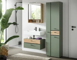 welltime Badmöbel-Set »VANN, 3-teilige moderne Badkombination, inkl. Beleuchtung« Waschbeckenunterschrank, Spiegelschrank inkl. Beleuchtung, Hochschrank, 3 Stk. tlg.