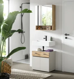 welltime Badmöbel-Set »VANN, 2-teilige moderne Badkombination« 1x Waschbeckenunterschrank, 1x Spiegelschrank, 2 Stk. tlg.