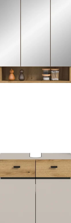 welltime Badmöbel-Set »VANN, 2-teilige moderne Badkombination« 1x Waschbeckenunterschrank, 1x Spiegelschrank, 2 Stk. tlg.