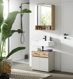 welltime Badmöbel-Set »VANN, 2-teilige moderne Badkombination, inkl. Beleuchtung« 1x Waschbeckenunterschrank, 1x Spiegelschrank inkl. Beleuchtung, 2 Stk. tlg.