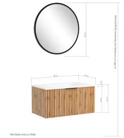 welltime Badmöbel-Set »Welltime, Carlton Waschtisch-Set, 80 oder 120 cm, gestreift« 2 Stk. tlg.