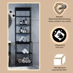 welltime Badregal »Lodi« 1 Stk. tlg. Hochregal mit Metallrahmen, 6 Böden - (B/T/H) 51/30/190 cm