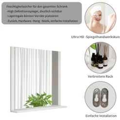 welltime Badspiegel »AMSTERDAM« in zwei Breiten 60cm, 80cm mit praktischer Ablagefläche