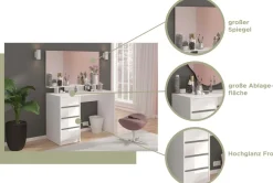 welltime Badspiegel »Pisa, Breite 110 cm, passend zu Schreibtisch Pisa 24251256« 1 Ablageboden, Schminkspiegel, Spiegel, Aufsatzspiegel, Schminktisch