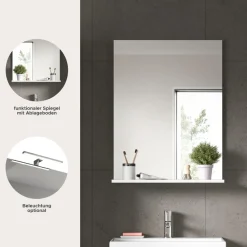 welltime Badspiegel »SIENA, Breite 60cm, 1 Ablageboden, hochwertiges Spiegelglas« in verschiedenen Farben erhältlich, Badmöbel, Spiegel, Badezimmer