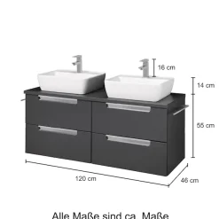 welltime Doppelwaschtisch »Malibu« mit Soft-Close, Breite 120 cm