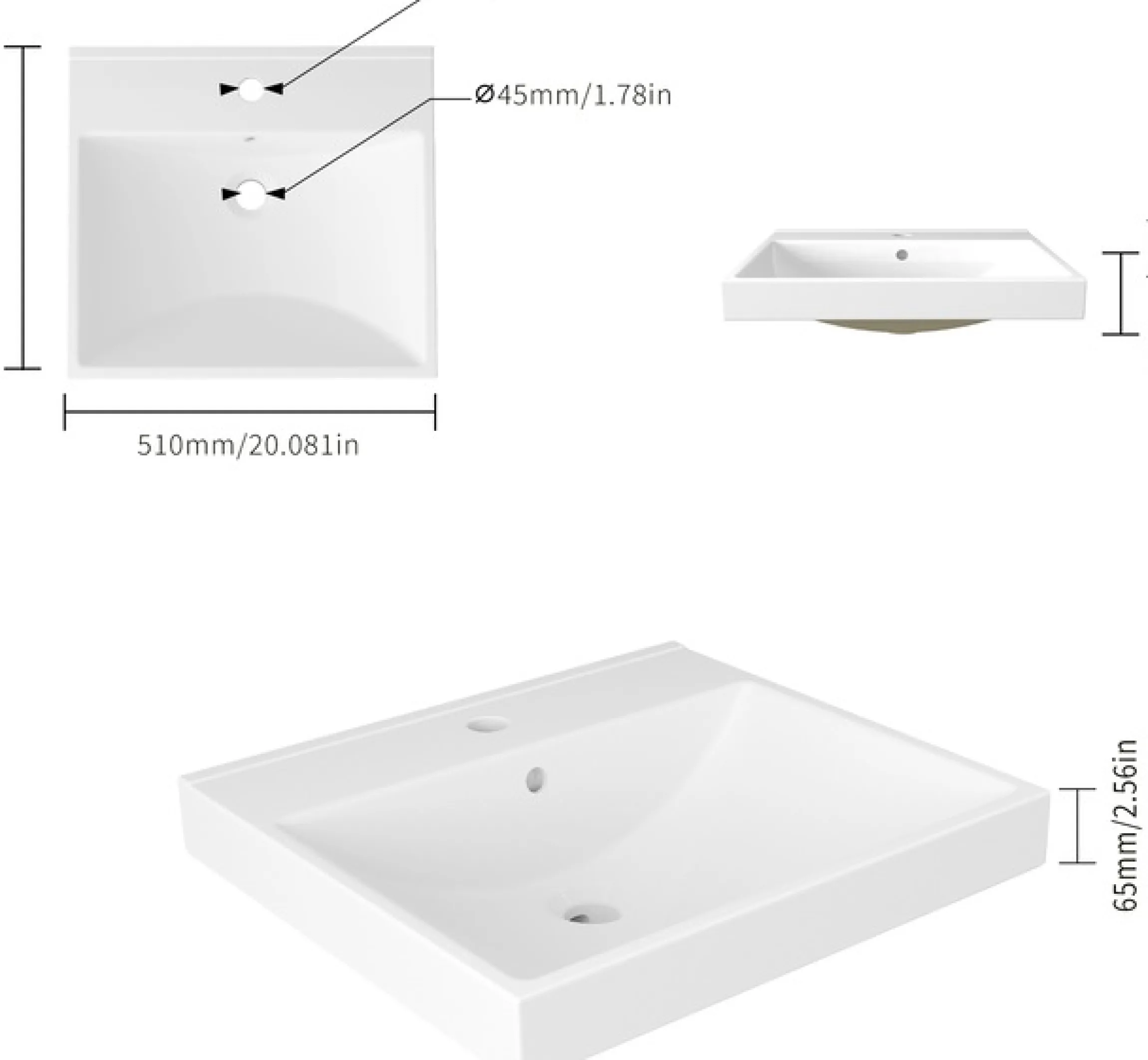 welltime Einbauwaschbecken »Trento Deluxe« Mit Nano Glasur in 51,61,81,101 und 121cm erhältlich.