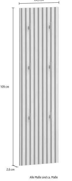 welltime Garderobenpaneel »Katta, Hakenpaneel, Made in Germany, B: 24 cm« Solide Verarbeitung - Dieses Produkt ist in Deutschland gefertigt