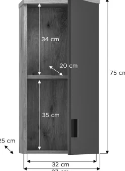 welltime Hängeschrank »Dolo, Breite 37 cm, 1 Tür (Türanschlag wechselbar), 1 Einlegeböden« 1 Stk. tlg. Badmöbel, Badschrank, Schrank, Wandschrank, Bad, Badezimmer