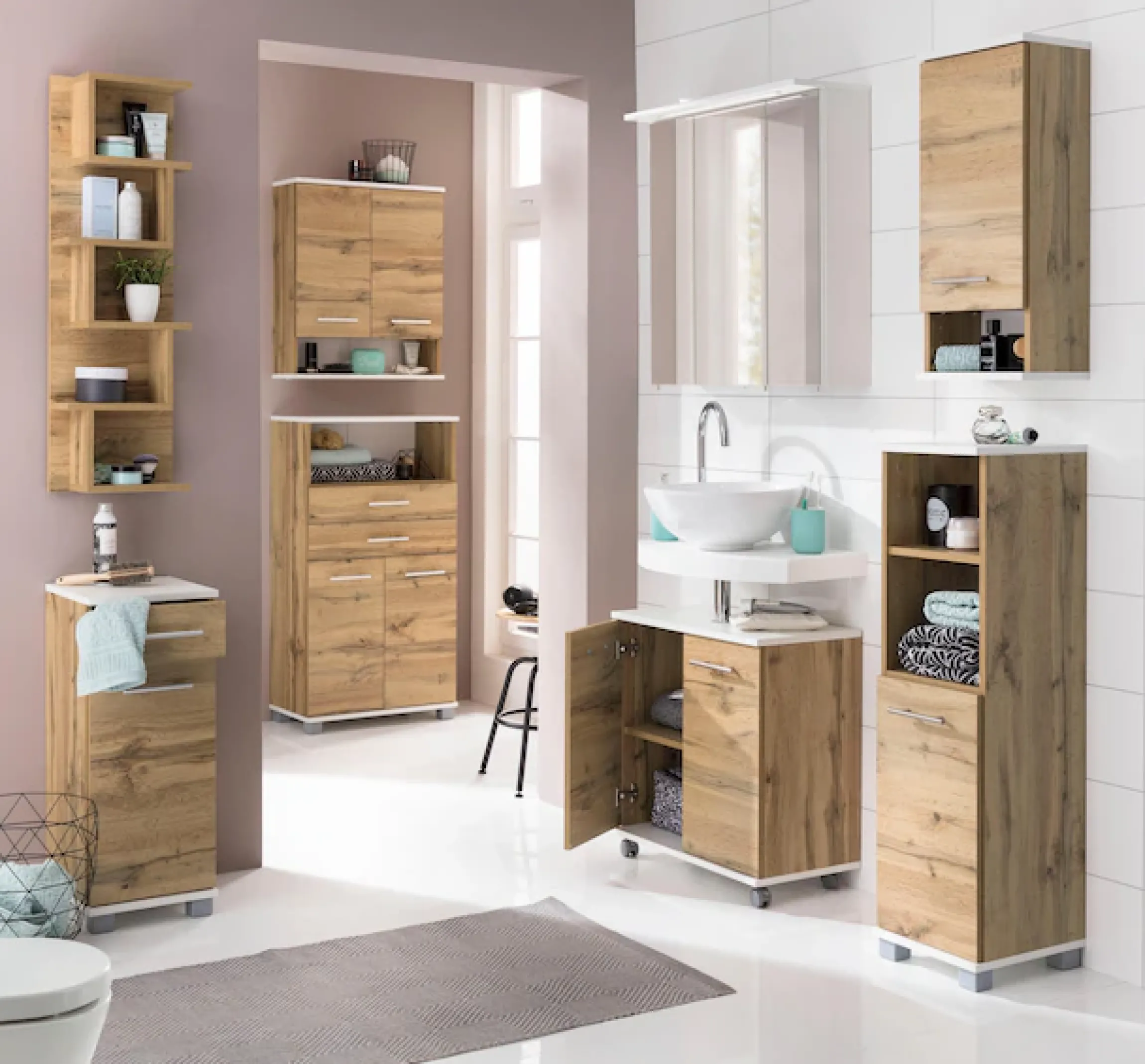 welltime Hängeschrank »Emmi Breite 30 cm« Wechselbarer Türanschlag, Metallbeschläge