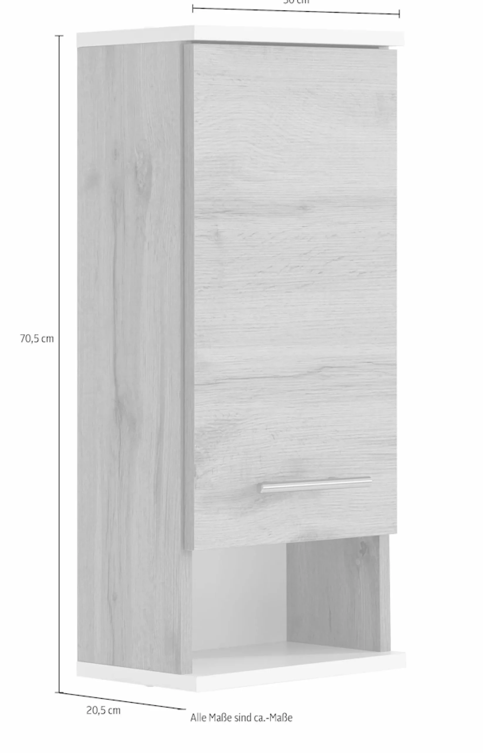 welltime Hängeschrank »Emmi Breite 30 cm« Wechselbarer Türanschlag, Metallbeschläge
