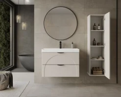 welltime Hängeschrank »FLOW CIRCLE rechts/links montierbar, Breite 35 cm, modernes Design« Schrank mit 3 Einlegeböden, Push-to-open-Function