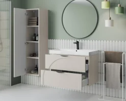 welltime Hängeschrank »FLOW CIRCLE rechts/links montierbar, Breite 35 cm, modernes Design« Schrank mit 3 Einlegeböden, Push-to-open-Function